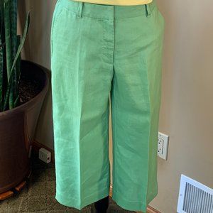 Linen Green Crop Pants